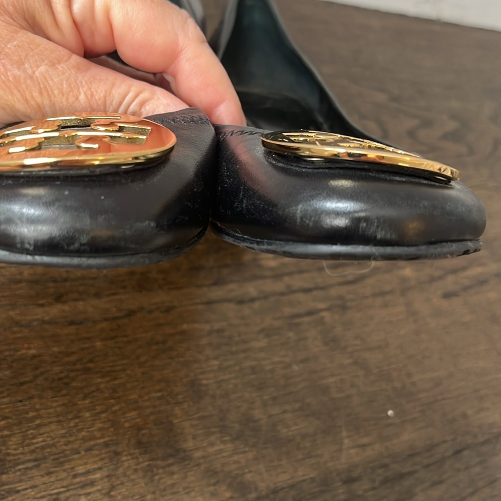 Tory Burch Black Heels with Gold Logo - Picture 6 of 12